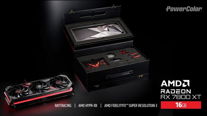 A promotional render of Powercolor's Radeon RX 7800 XT model.